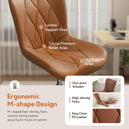 Armless Desk Chair, Morden Home Office Chair No Arms, Adjustable Height & Rocking Computer Gaming Chair, Vanity Chair, Ergonomic Seat Soft Padded Desk Chairs