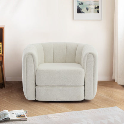Modern Swivel Barrel Chair - Ergonomic Office & Living Room Armchair with 360-Degree Rotation, Sturdy Metal Base, Compact Space-Saving Design