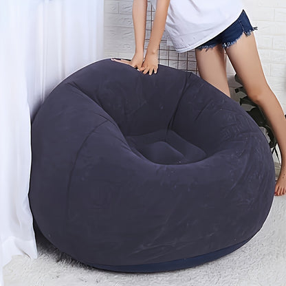 1pc Soybean Bag Chair, Inflatable Sofa Chair, Soft, Comfortable, Outdoor, Lazy Seat, Tatami Chair, Sofa Cover, Lazy Sofa, Circular Single Sofa, Living Room,