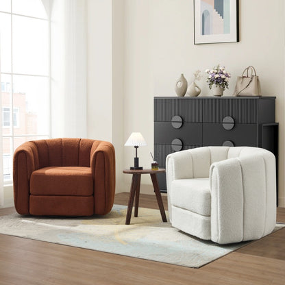 Modern Swivel Barrel Chair - Ergonomic Office & Living Room Armchair with 360-Degree Rotation, Sturdy Metal Base, Compact Space-Saving Design