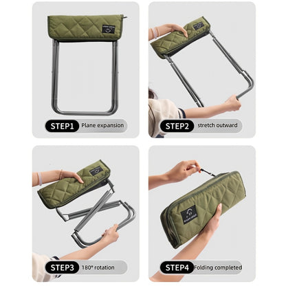 URBANWAVE Portable Folding Stool - Lightweight Aluminum Alloy Square Chair with Quilted Design, Ideal for Camping, Picnics, and Travel, Includes Carrying Bag,