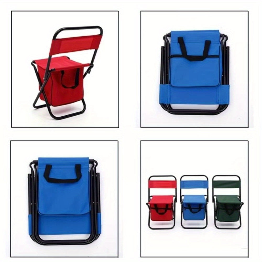 1pc Heavy-Duty Foldable Camping Chair with Portable Compact Foldable Design, Lightweight Portable Outdoor Chair with Sturdy Steel Frame & Oxford Fabric Seat - for Beach,