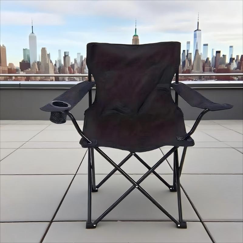 Best Seller in 88 Countries and Regions, 1pc Portable Folding Camping Chair with Armrests & Built-in Cup Holder