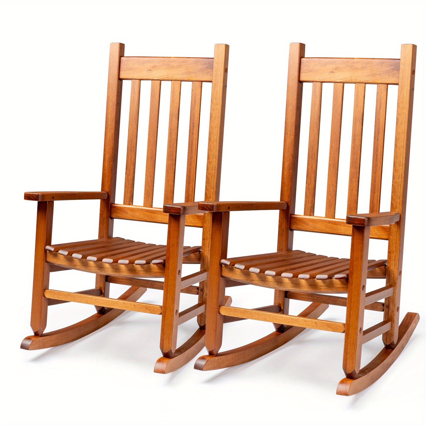 Original Wood Color, Poplar Wood, Square, Straight And Small, Wooden Rocking Chair