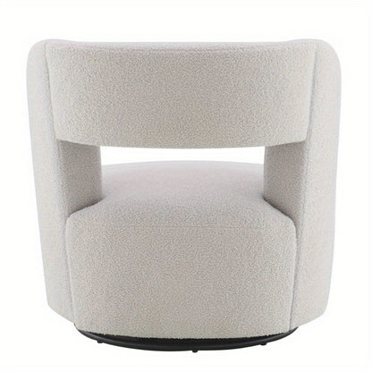 Swivel Barrel Chair with Soft Teddy Fabric, Round Accent Chair for Living Room Bedroom Office, Comfy Rotating Seat with Performance Fabric, Cozy Grey Chair for Relaxing
