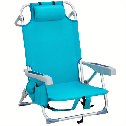 1pc Multi-pattern Beach Chair Outdoor Portable Folding Chair Thickened Oxford Fabric Silvery White Aluminum Alloy Bracket Dwarf Beach Vacation Camping Lounger