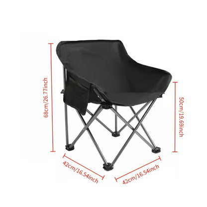 Foldable Black Outdoor Camping Chair with Thickened Oxford Fabric and Sturdy Steel Frame, Lightweight Anti-Slip Design, Suitable for Camping, Lakeside Fishing, Hiking,