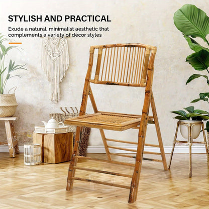 Bonnlo Bamboo Folding Chairs 1\u002F 2\u002F 4 Pack Foldable Dining Wood Chairs for Outdoor Indoor Garden Patio Lawn Porch Wedding Party Event Banquet