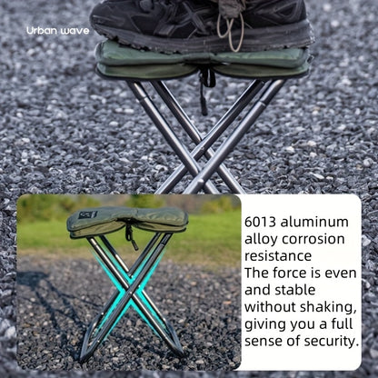 URBANWAVE Portable Folding Stool - Lightweight Aluminum Alloy Square Chair with Quilted Design, Ideal for Camping, Picnics, and Travel, Includes Carrying Bag,