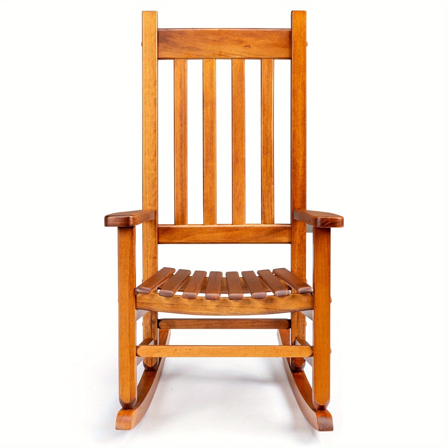 Original Wood Color, Poplar Wood, Square, Straight And Small, Wooden Rocking Chair