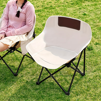SUNCOJIA Portable Folding Camping Chair, Steel Frame with Oxford Fabric Cover, Backrest Moon Chair for Fishing, Hiking, and Travel, Compact and Durable Design,
