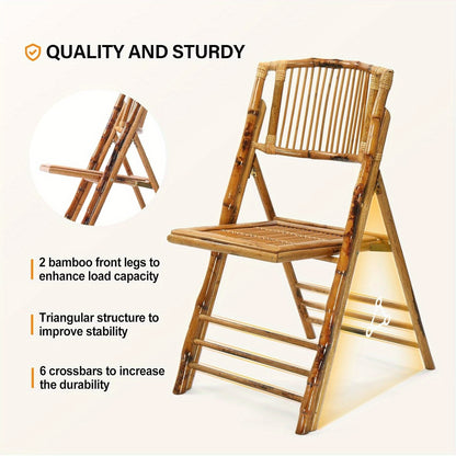 Bonnlo Bamboo Folding Chairs 1\u002F 2\u002F 4 Pack Foldable Dining Wood Chairs for Outdoor Indoor Garden Patio Lawn Porch Wedding Party Event Banquet