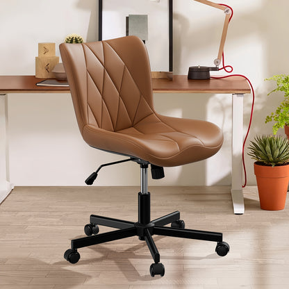 Armless Desk Chair, Morden Home Office Chair No Arms, Adjustable Height & Rocking Computer Gaming Chair, Vanity Chair, Ergonomic Seat Soft Padded Desk Chairs