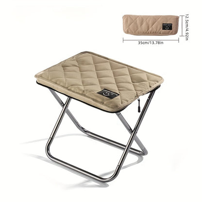 URBANWAVE Portable Folding Stool - Lightweight Aluminum Alloy Square Chair with Quilted Design, Ideal for Camping, Picnics, and Travel, Includes Carrying Bag,