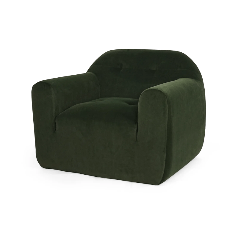 2025 Modern Club Chair - Olive Green Boucle Fabric Accent Chair, No Assembly Required, Sleek Minimalist Design for Living Room, Lounge, Reading Nook - Easy-Clean