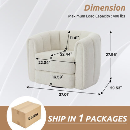 Modern Swivel Barrel Chair - Ergonomic Office & Living Room Armchair with 360-Degree Rotation, Sturdy Metal Base, Compact Space-Saving Design