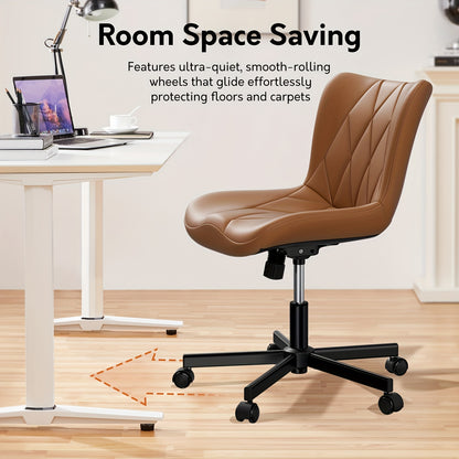 Armless Desk Chair, Morden Home Office Chair No Arms, Adjustable Height & Rocking Computer Gaming Chair, Vanity Chair, Ergonomic Seat Soft Padded Desk Chairs