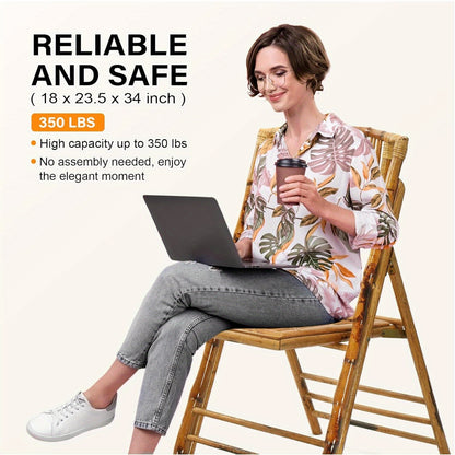 Bonnlo Bamboo Folding Chairs 1\u002F 2\u002F 4 Pack Foldable Dining Wood Chairs for Outdoor Indoor Garden Patio Lawn Porch Wedding Party Event Banquet