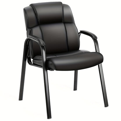 Comfortable Leather Guest Chair with Cushioned Arms-Ideal for Reception, Conference Rooms, Side Office Desks Or Home Use APPLE