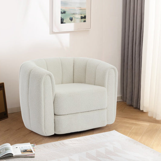 Modern Swivel Barrel Chair - Ergonomic Office & Living Room Armchair with 360-Degree Rotation, Sturdy Metal Base, Compact Space-Saving Design